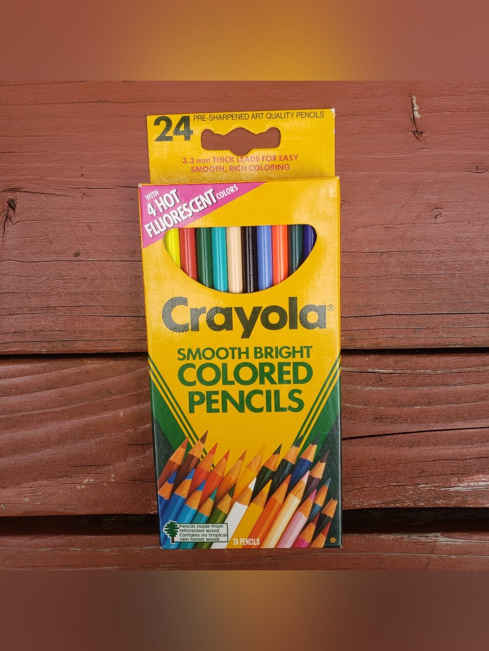 1992 Crayola Smooth Bright Colored Pencils - 24 ct - 4 Hot Fluorescent Colors